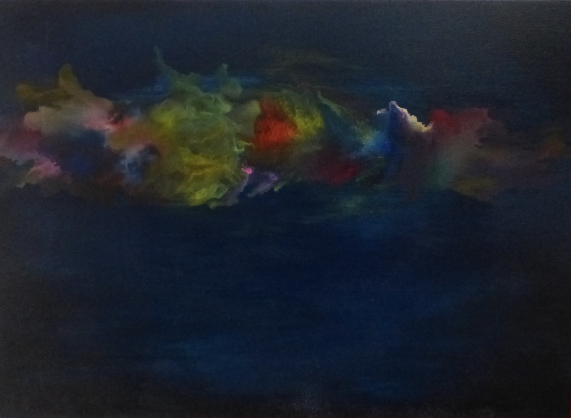 A glimpse abstract melted crayon over acrylic