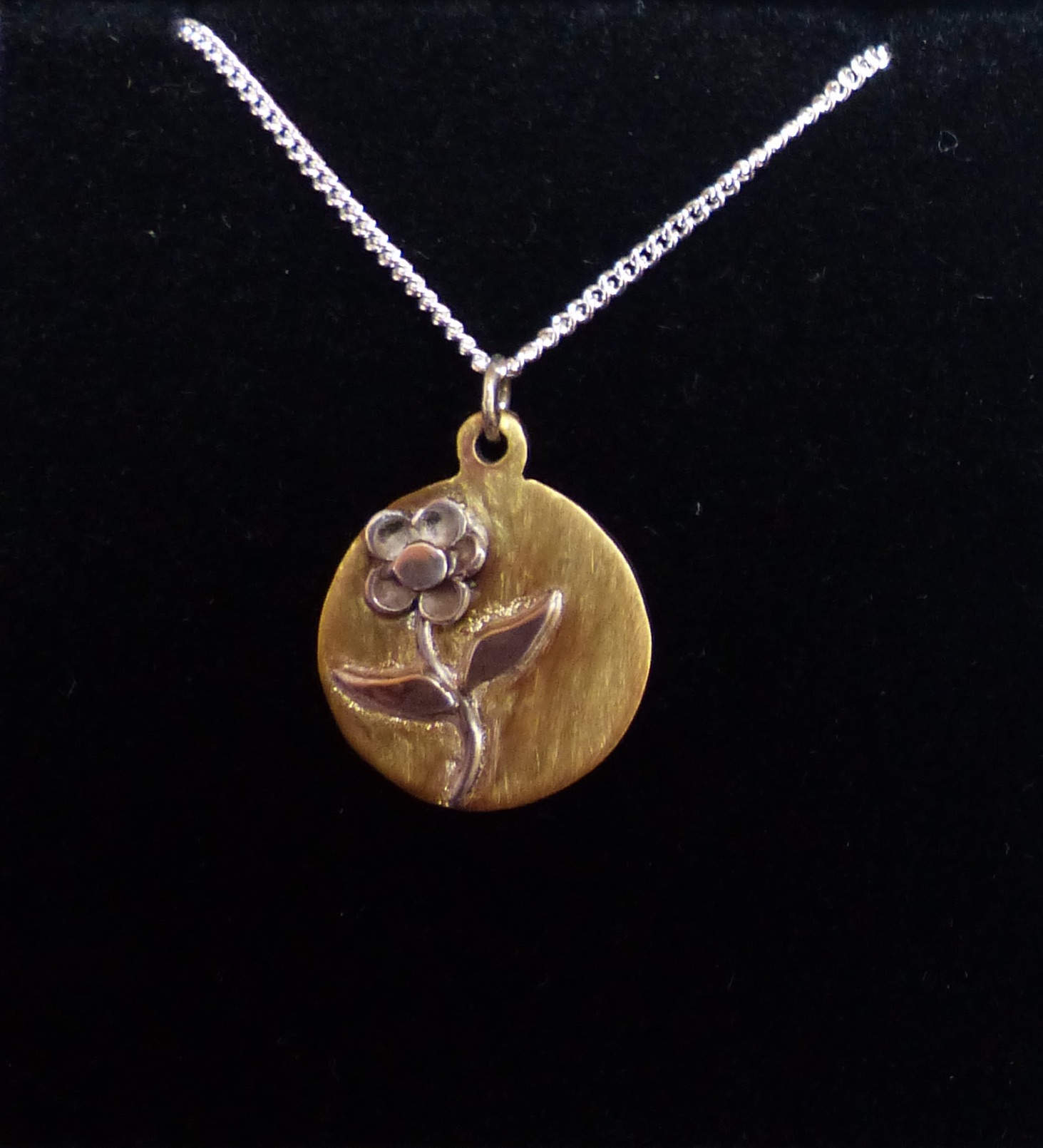 Irish penny peacock cut-out with silver chain brass reverse side