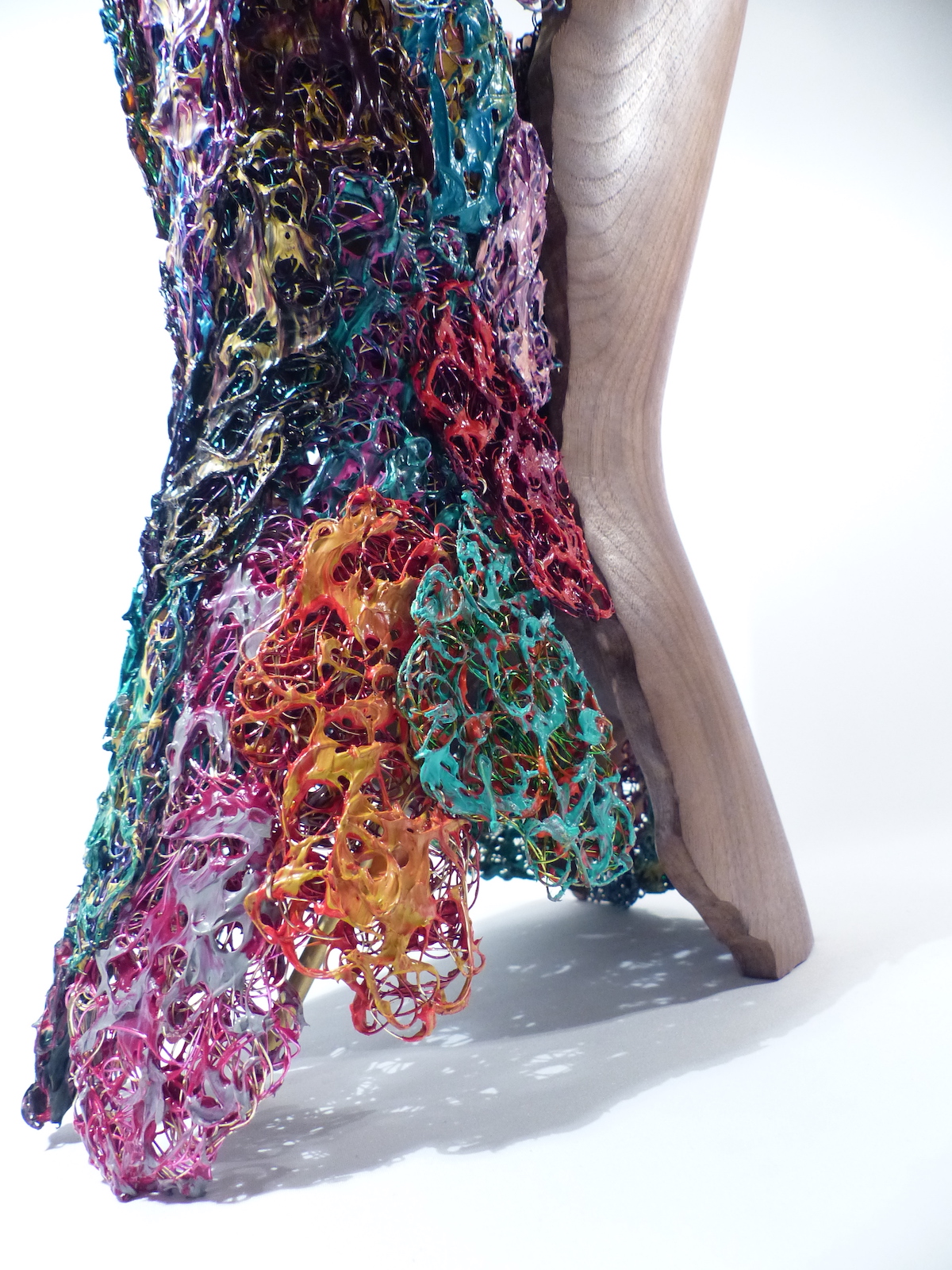 Walnut and paint dragged enamelled wire torso back wire slose up