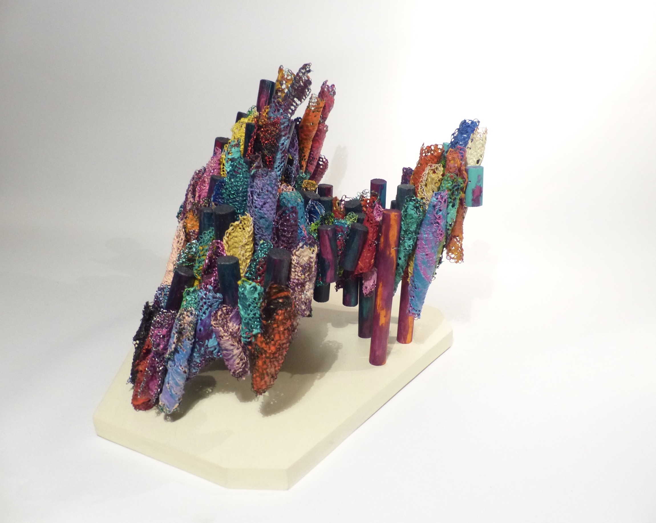 Wire and wood island becomes a bridge top